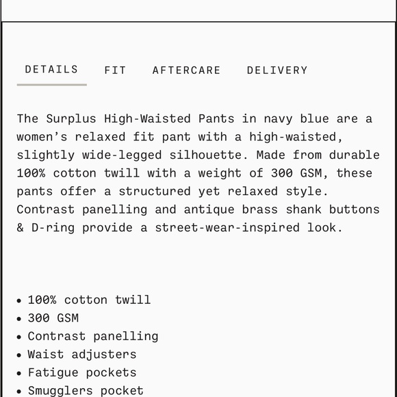 P & Co Surplus High Waisted Pants Navy - Picture 7 of 10